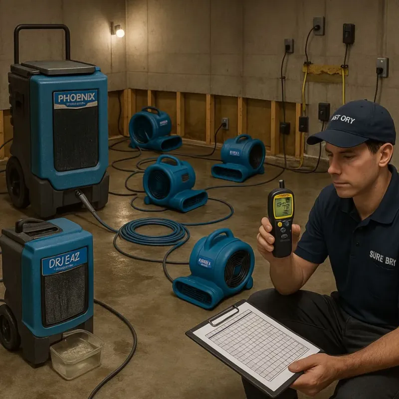 Structural Drying and Dehumidification process in North Babylon, NY